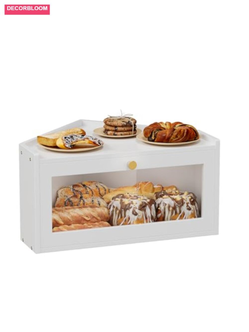 Bamboo Bread Box with Acrylic Door, Large Countertop Storage